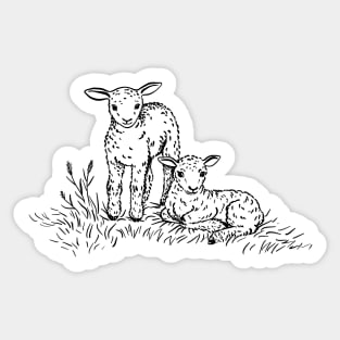 Two Little Lambs Sticker